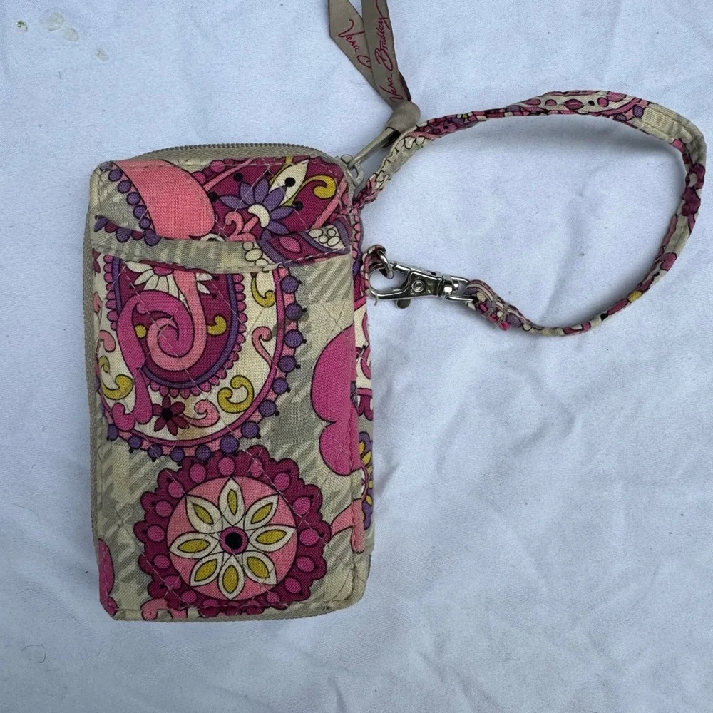 Vera Bradley Pink Tan Paisley Wristlet Wallet - Picture 2 of 3